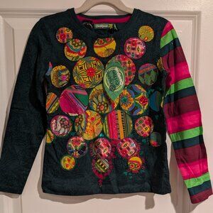 NWT Desigual Barcelona Sequin Green Top Girls 7-8